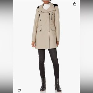 Marc New York wool pea coat with faux fur hood